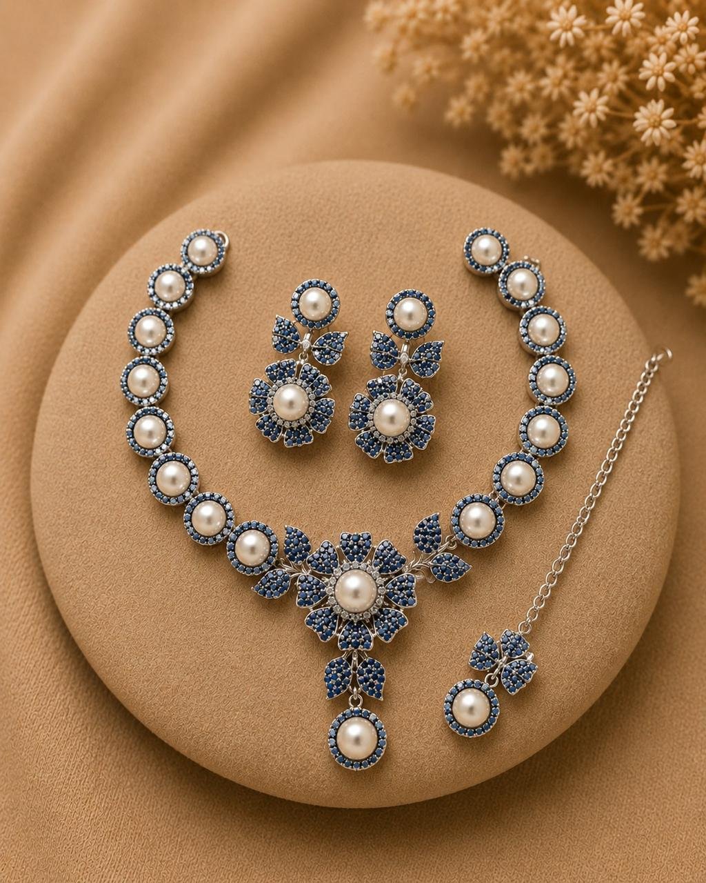 indian ad diamond necklace with earrings & bindia se
